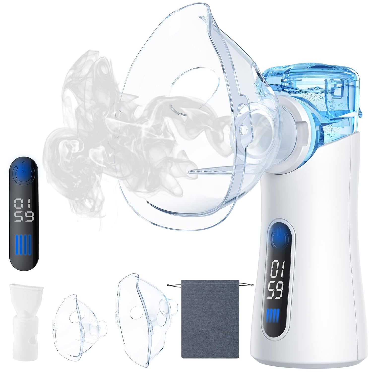 Portable Nebulizer for Adults & Kids, Nebulizer Machine with Intuitive LED Interface and Auto-Cleaning, Inhaler for Respiratory Problems, Silent, Efficient Atomization for Home and Travel Use