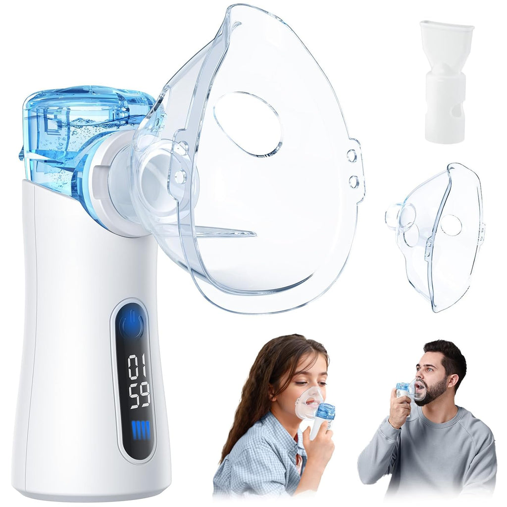 Portable Nebulizer for Adults & Kids, Nebulizer Machine with Intuitive LED Interface and Auto-Cleaning, Inhaler for Respiratory Problems, Silent, Efficient Atomization for Home and Travel Use