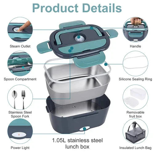 🎁Black Friday Sale - Limited time 49% OFF🖤2-in-1 Portable Dual Voltage Electric Lunch Box